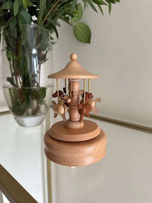 Wooden carousel music box